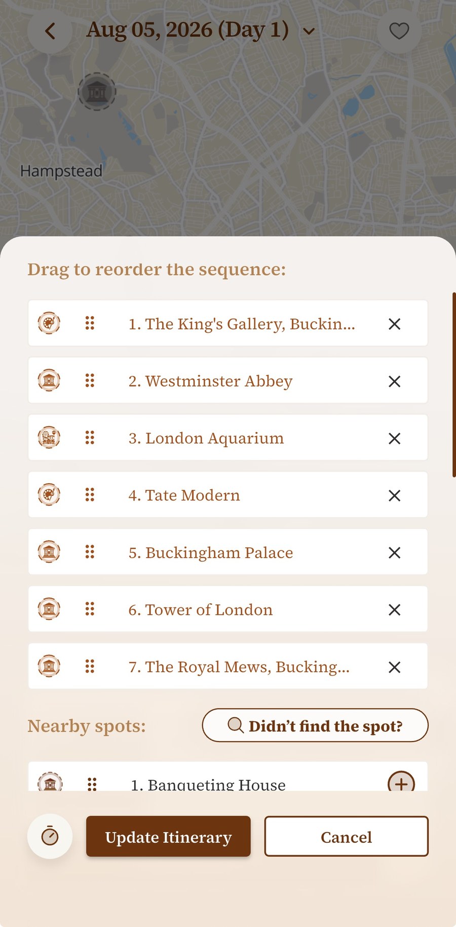 Build and customise your itinerary